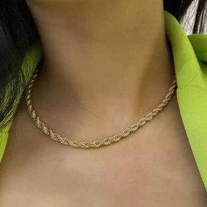 New 18k Gold Cuban Twisted Necklace, nice Necklace, cute Necklace